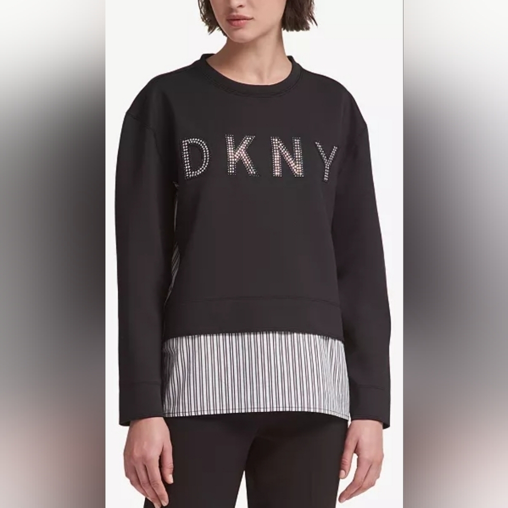 DKNY Layered-Look Logo Sweatshirt Size M